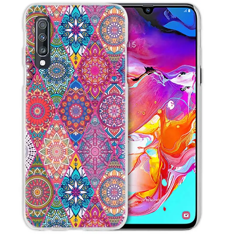 05 Чехол с изображением цветка мандалы решетки чехол для samsung Galaxy A50 A8 A6 плюс A70 A20e A40 A30 A20 A10 A9 A7 Прозрачные Жесткие защитные чехлы чехол для телефона - Цвет: 05