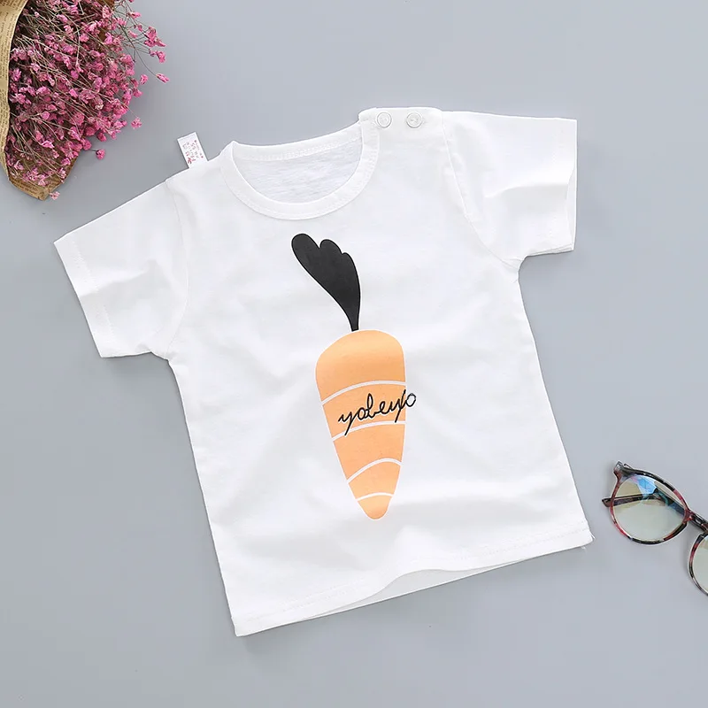 Baby Boy Tshirt Summer 2018 Children's Shirts Short Sleeve White Top Toddler Infant Tops Cotton Kids Clothes | Детская одежда и