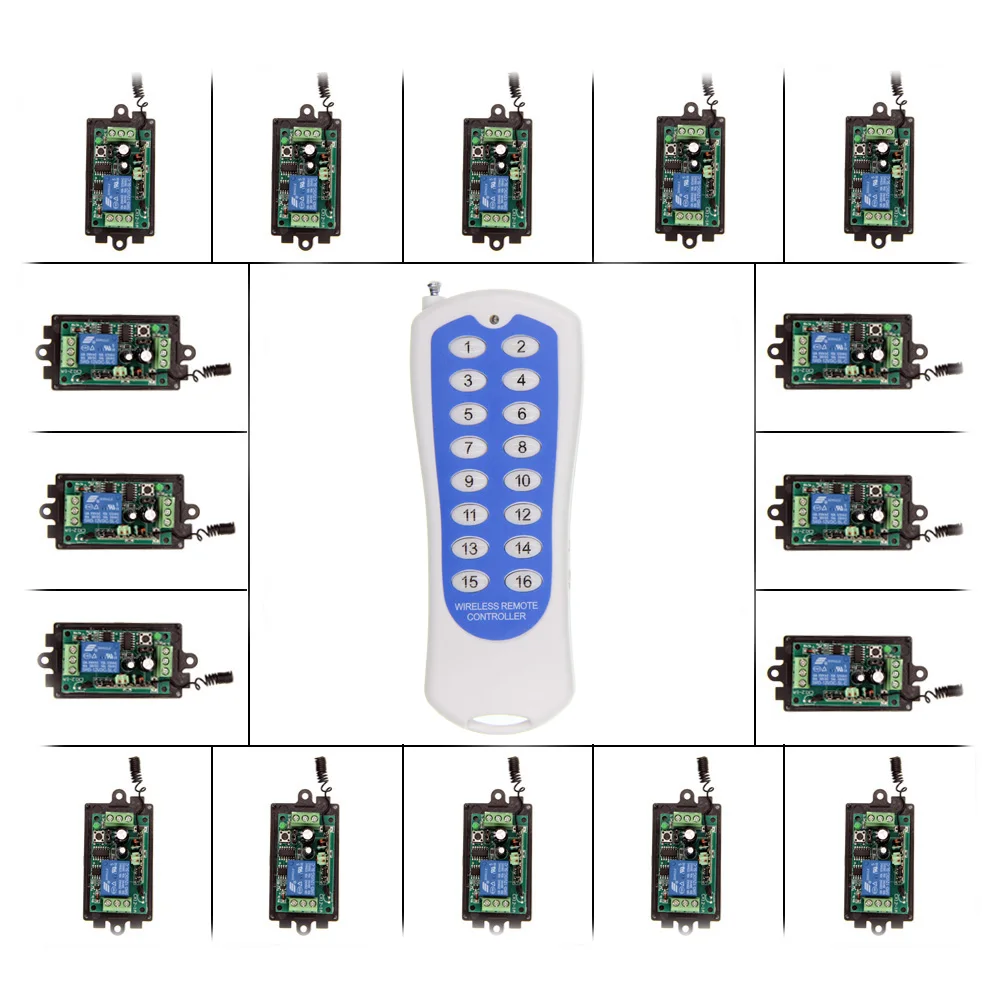 DC 9V 12V 24V 1 CH 1CH RF Wireless переключатель системы дистанционного управления 16 канальный