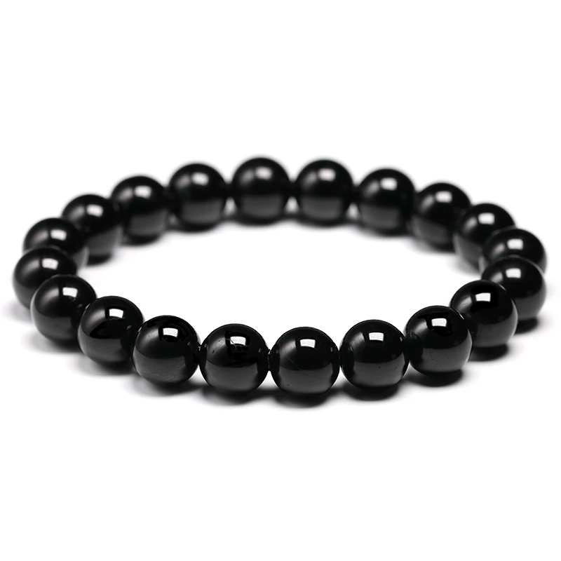 Beads 10mm Натуральный черный турмалиновый браслет 6 8 10 мм камень бусины браслет драгоценный камень энергетический браслет для мужчин Йога Энергия ручной работы женский подарок - Цвет камня: Beads 10mm
