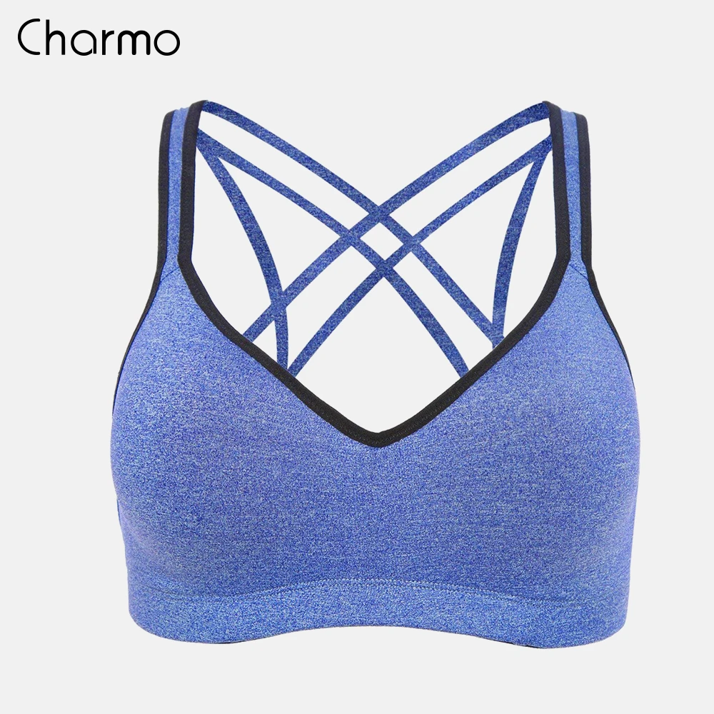 Женский спортивный бюстгальтер с лямками для йоги Charmo однотонный Бюстгалтер