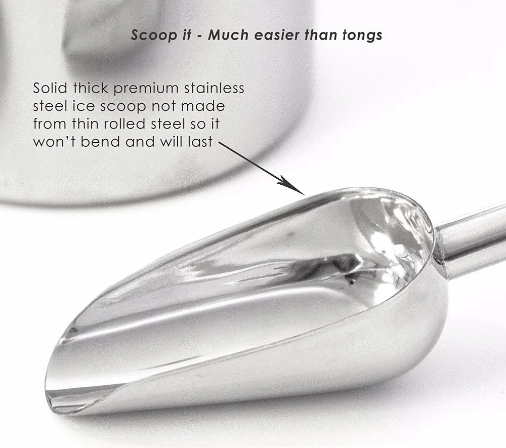 New Ice Scoop Stainless Steel Cube Shovel Bar Tools Bucket Accessories Multifunction Coffee Bean Buffer Flour Food Scoops | Дом и сад