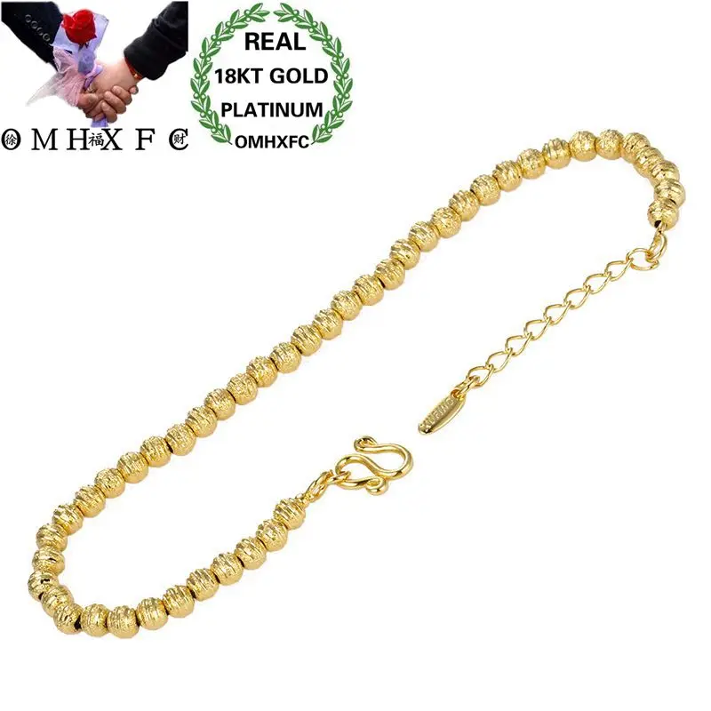 

OMHXFC Wholesale European Fashion Woman Girl Bride Party Birthday Wedding Gift Vintage Beads Chain 18KT Gold Bracelet ES38