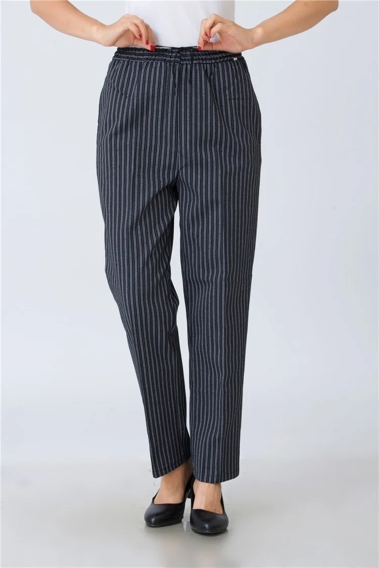 Black Stripe Шеф-повара брюки повара плед StripeTrousers женщины приготовления униформа - Цвет: Black Stripe