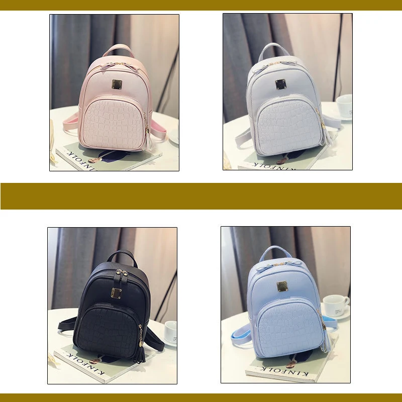 Women Backpack Leather School Bags for Teenager Girls Stone Sequined Female Preppy Style Small Backpacks Cute | Багаж и сумки