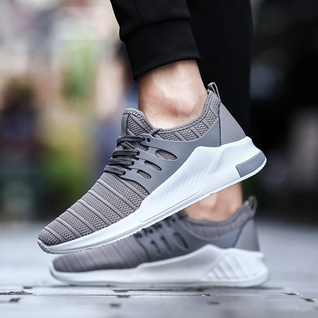 2019 сетки сплошной Цвет кроссовки Для мужчин простой Повседневное мужская обувь