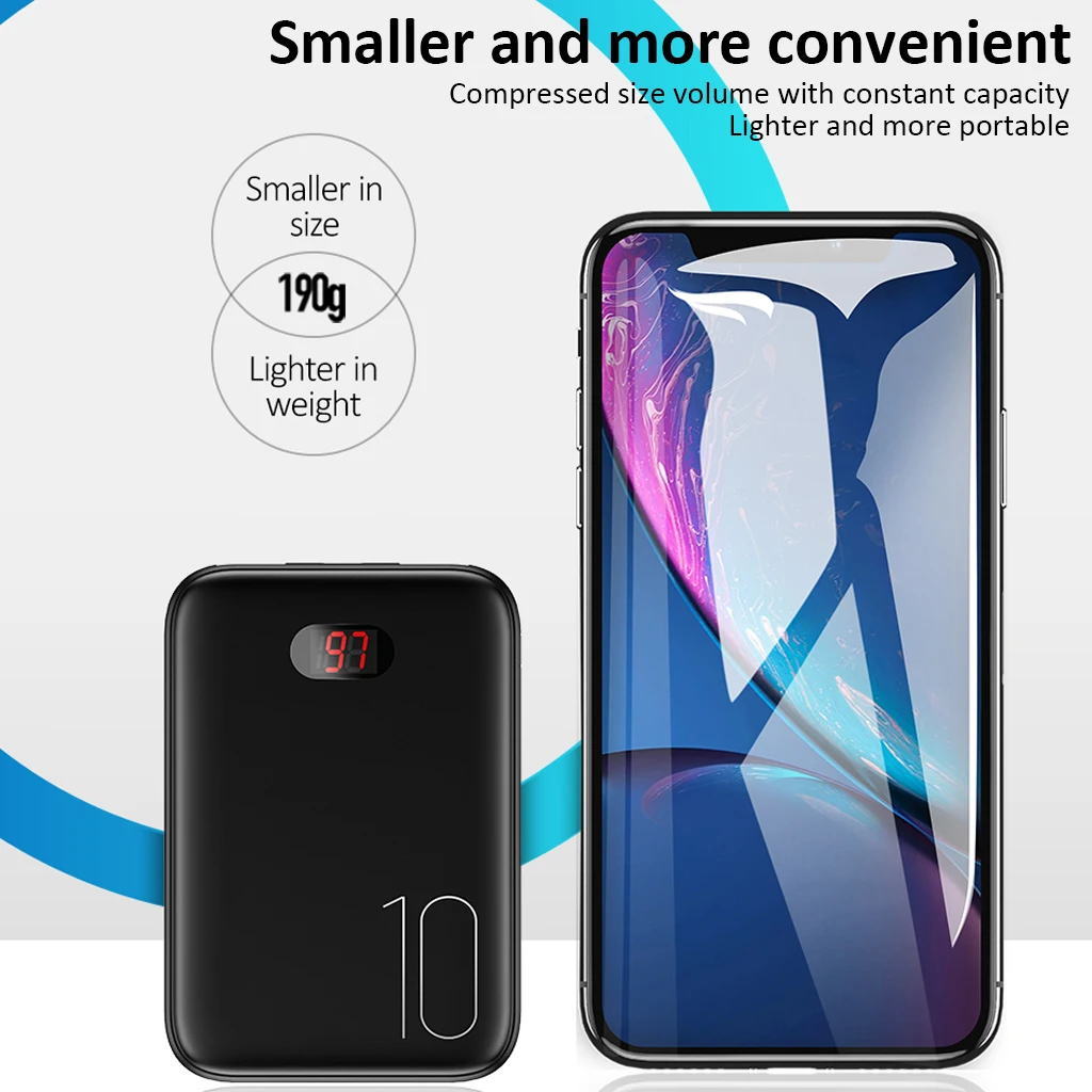 Внешний аккумулятор для xiaomi mi iPhone, USAMS mi ni Pover Bank 10000 мАч светодиодный дисплей внешний аккумулятор повербанк Быстрая зарядка