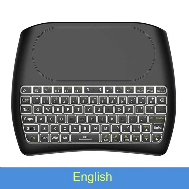 English Беспроводная мини-клавиатура с подсветкой D8 Pro Plus на английском и русском языках, 2,4 ГГц, Air mouse, сенсорная панель, контроллер для Android tv BOX, PK I8 Mini - Цвет: English