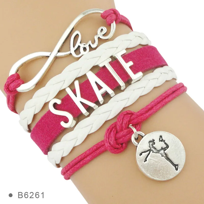 B6261 Высокое качество Live Your Dream Infinity Love to Skate Фигурное катание обувь дружба подарки браслеты для женщин - Окраска металла: B6261
