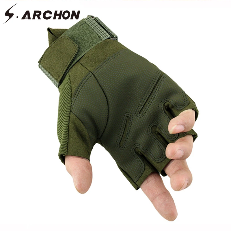 Перчатки S.ARCHON мужские тактические митенки без пальцев Нескользящие в стиле