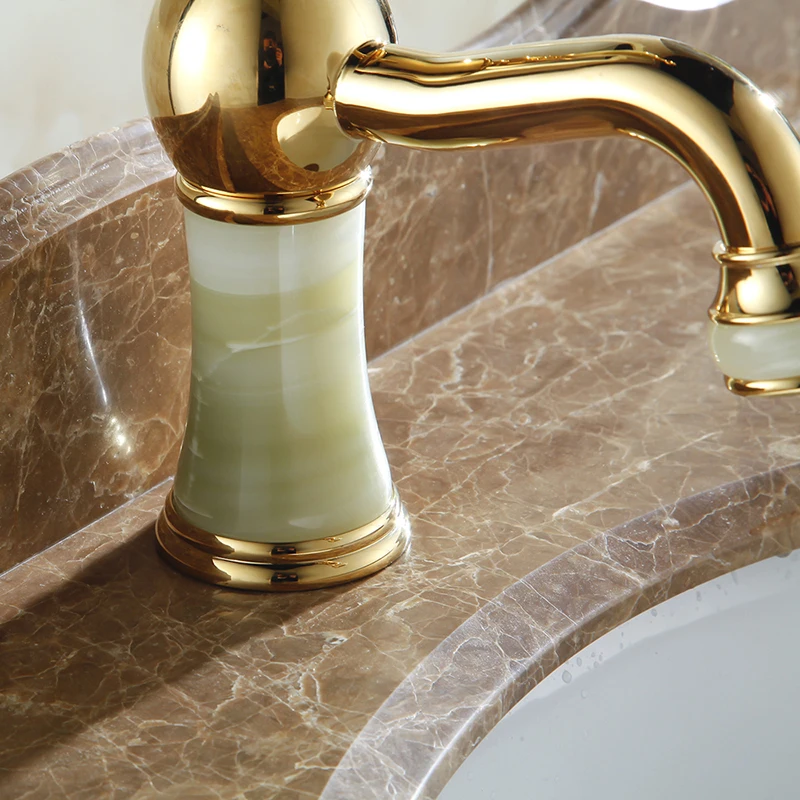 

Bathroom Basin Faucets Decorative Marble White Classic Faucet Antique Brass Deck Mounted Bathroom Hotel Mixer Water Tap AL-8906K