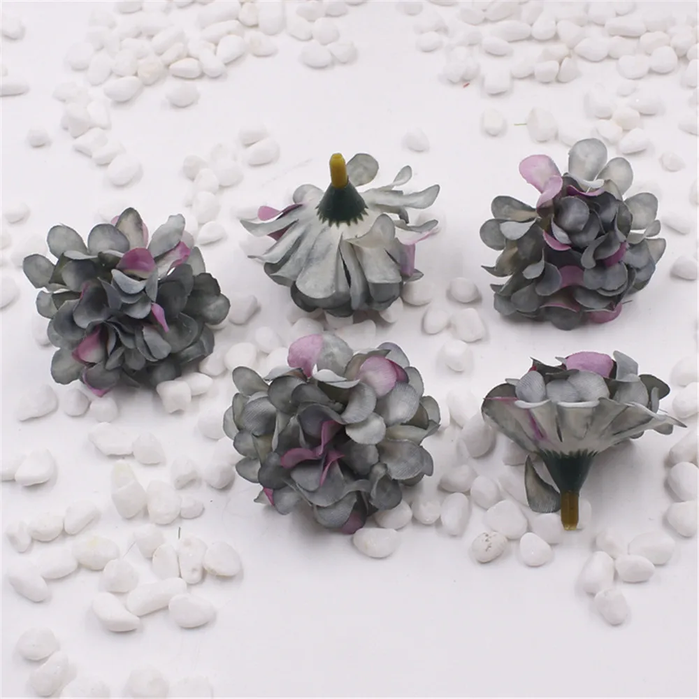 4CM Head 5PCS Artificial Silk Small Carnations Fake Chrysanthemum Hydrangea Heads DIY Decoration For Wrist Corsage Hat Bouquet | Дом и сад