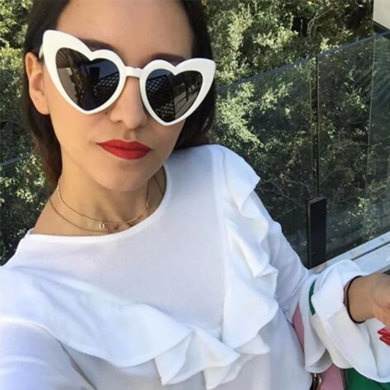 Новинка 2019 модные солнцезащитные очки в форме сердца женские брендовые