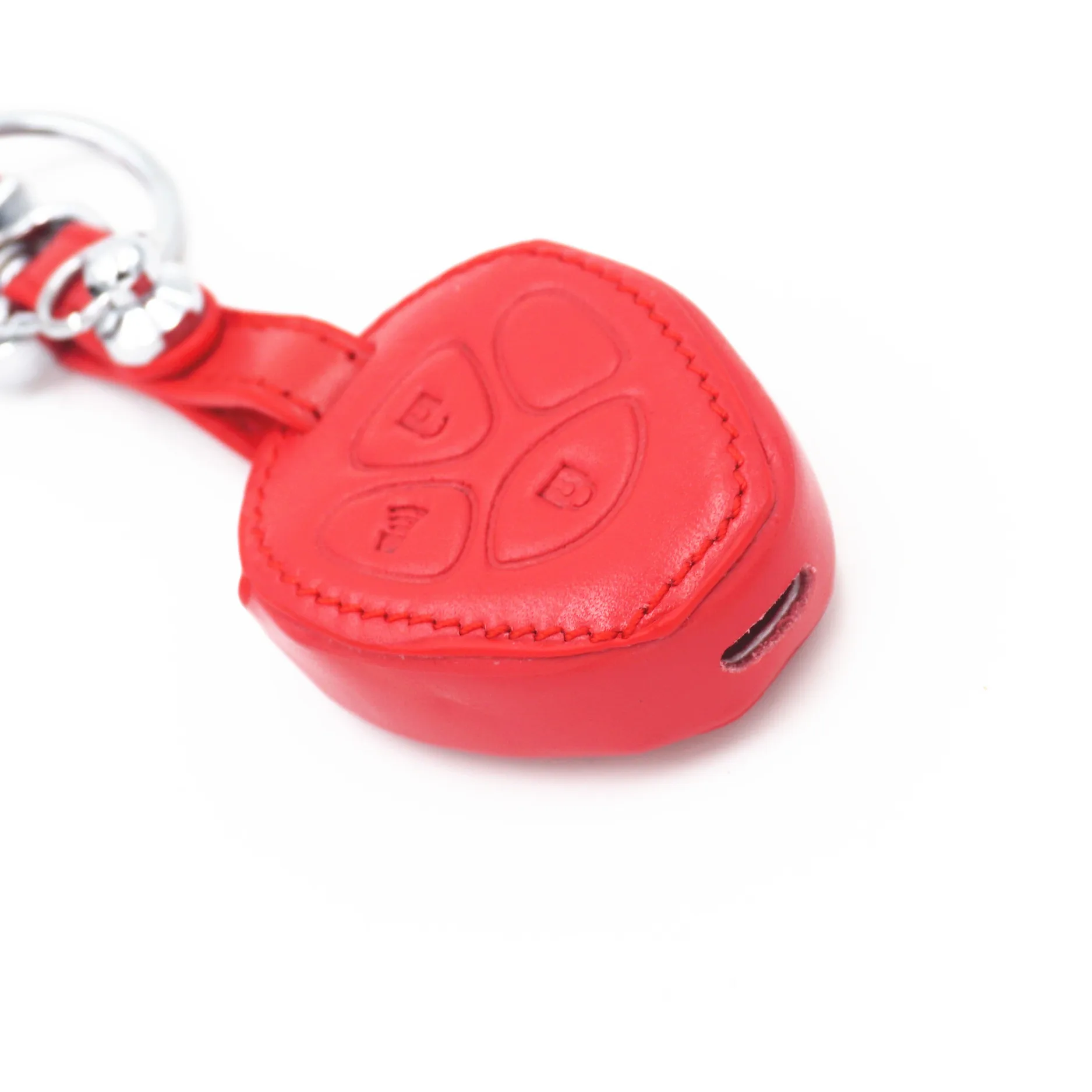 

WFMJ Red Leather 3 Buttons Smart Key Chain Cover Case for Toyota 4Runner Corolla Matrix RAV4 Venza Yaris Vibe Scion iQ tC xB xD