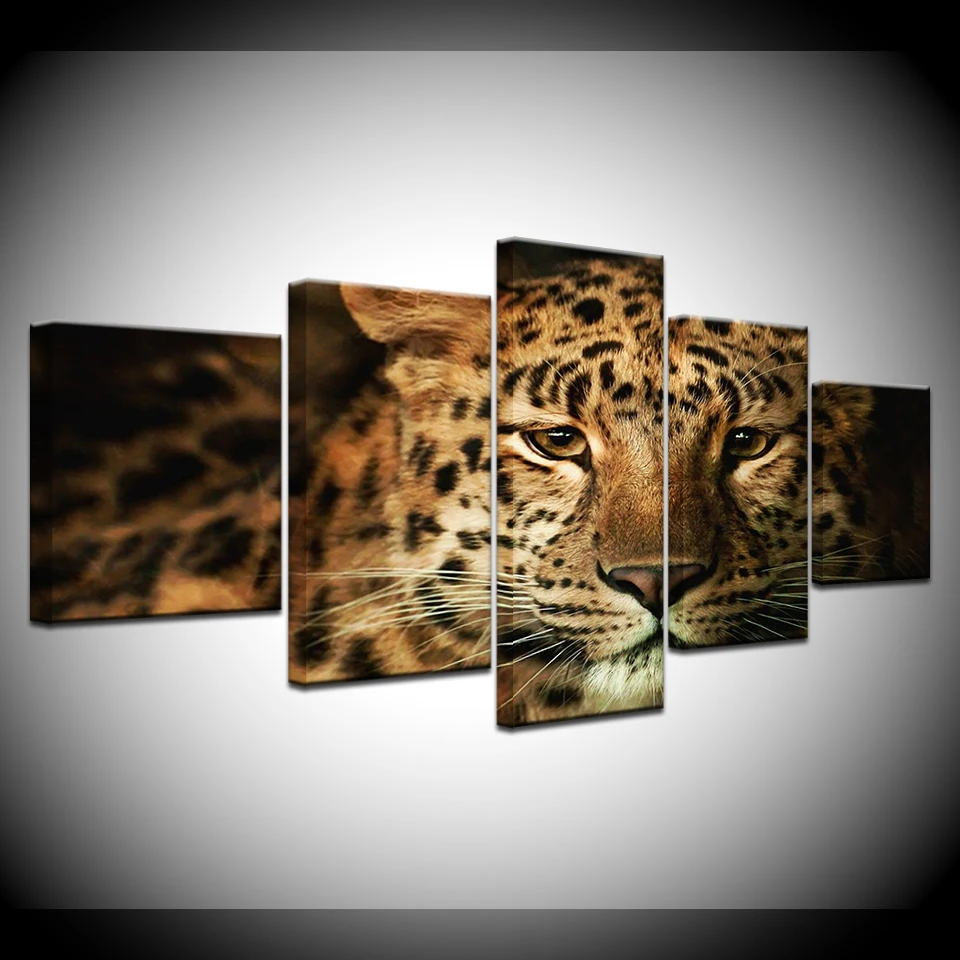 

Tiger animal art HD painting 5 Panels wall posters Canvas Art Painting For home living room decoration
