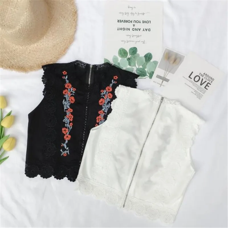 Женский кружевной жилет Повседневная Блузка без рукавов винтажные кружевные