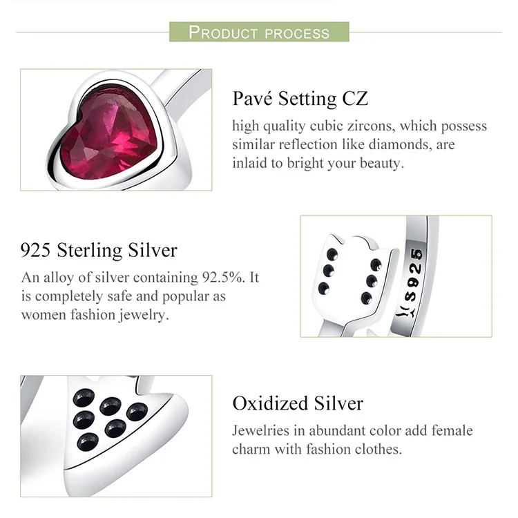 WOSTU роскошное кольцо с красным цирконом, настоящее 925 пробы, серебряные сердца любви, открытое свадебное кольцо для женщин, юбилейное ювелирное изделие, подарок CQR436