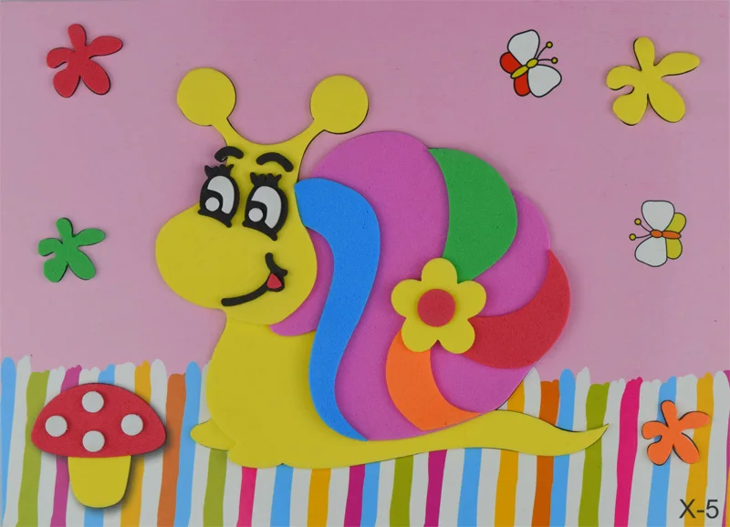 5 Pcs/set EVA 3D Pasting Paper Children Handmade Materials Kids DIY Craft Toys Kindergarten baby Puzzle Stereo Sticker