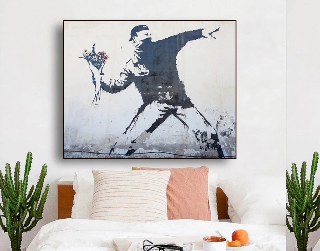 Love Is In The Air по banksy на стену арт Декор холст картина каллиграфии печати плакатов декоративная картина Гостиная домашний декор