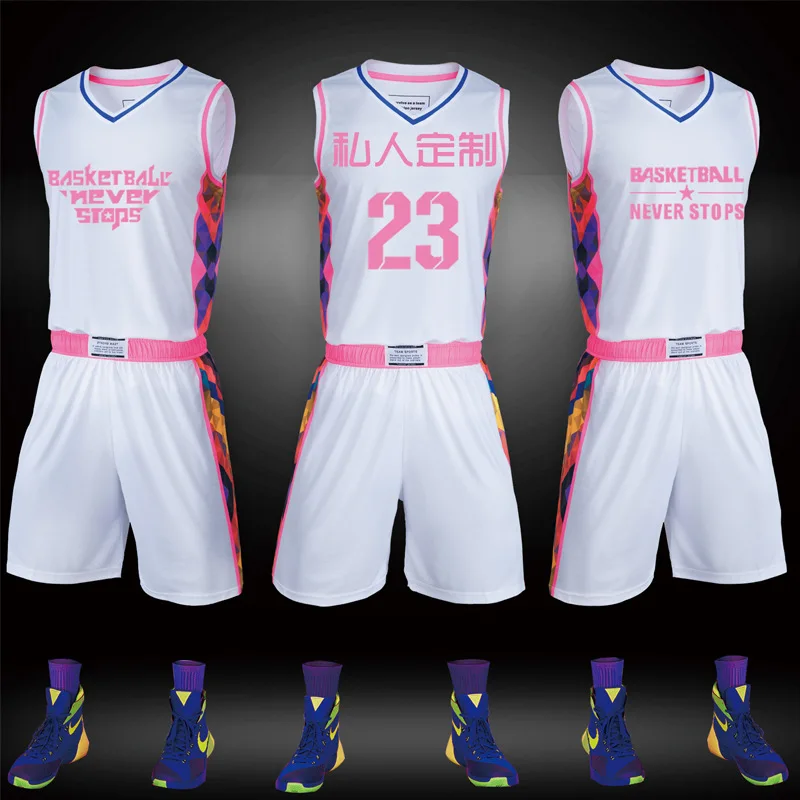 Customized 2018 New Breathable Youth and Men's Basketball Sports Training Sleeveless Shirts Shorts Uniform Set |