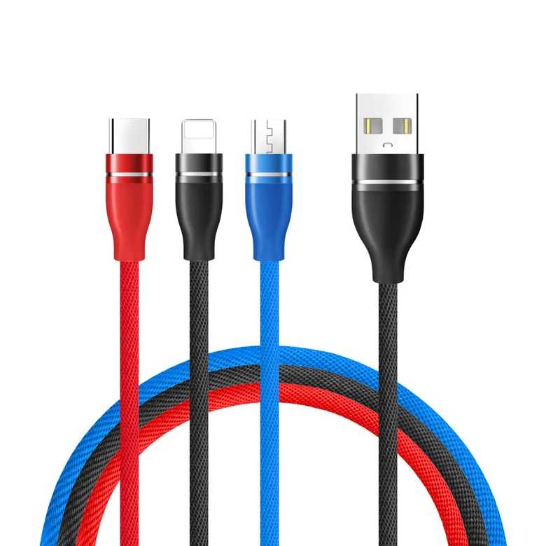 1 2 м три-в-одном зарядки LineData линия USB быстрая зарядка 3A для Apple Android Тип- с