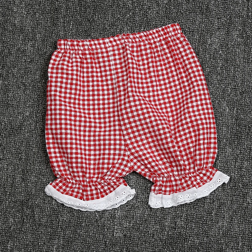 Костюм детский летний кружевной из футболки и шортов в клетку 2 цвета|children girls clothes