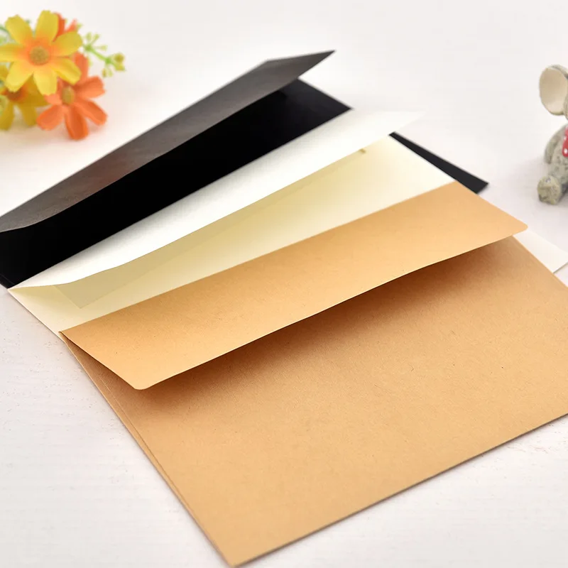 

15pcs Classical kraft white black paper Envelope Message Card Letter Stationary Storage Paper Wedding Gift Envelope 17.5x12.5cm