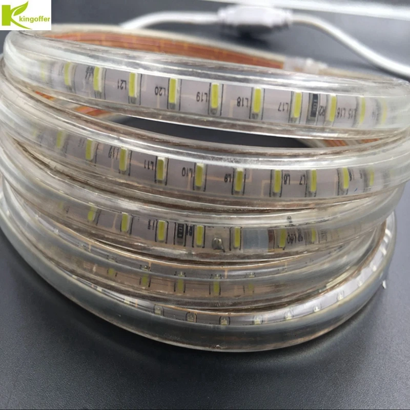 Kingoffer AC220V 120 Leds/m SMD 3014 Led Strip Lights Tape IP67 Waterproof +EU Power Plug Flexible Lighting for Home Party | Лампы и