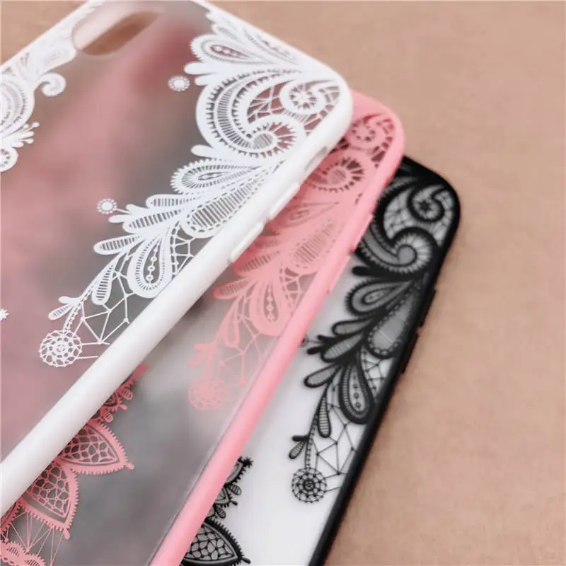 Lace Flower Mandala Vintage Phone Case For iphone 7 8 6 6s Girly Sexy Luxury Floral TPU edge Full Capa Cover iPhone X |