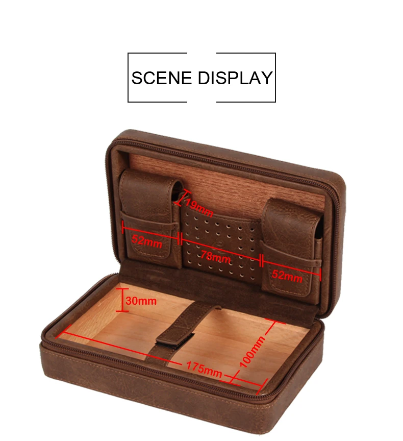 GALINER Leather Cigar Humidor Travel Cedar Wood Cigar Case 4 Tube Holder Sigaar Box For COHIBA Cuba Cigars Outdoor Humidor Box