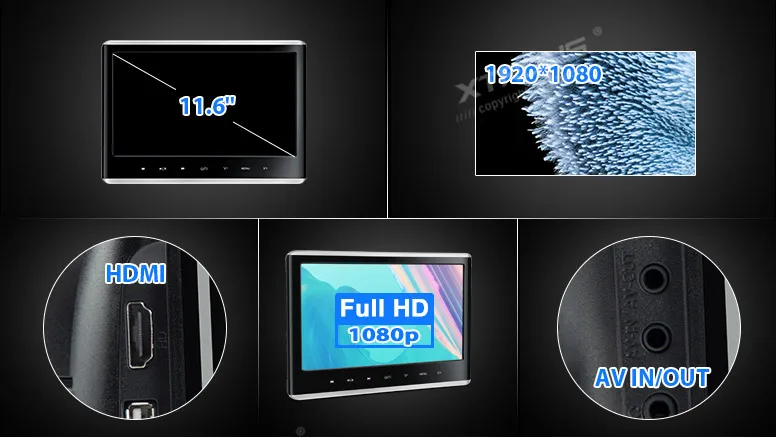 XTRONS 2 монитора 11 6 дюйма IPS экран 1080P видео подголовник установленный DVD плеер HDMI