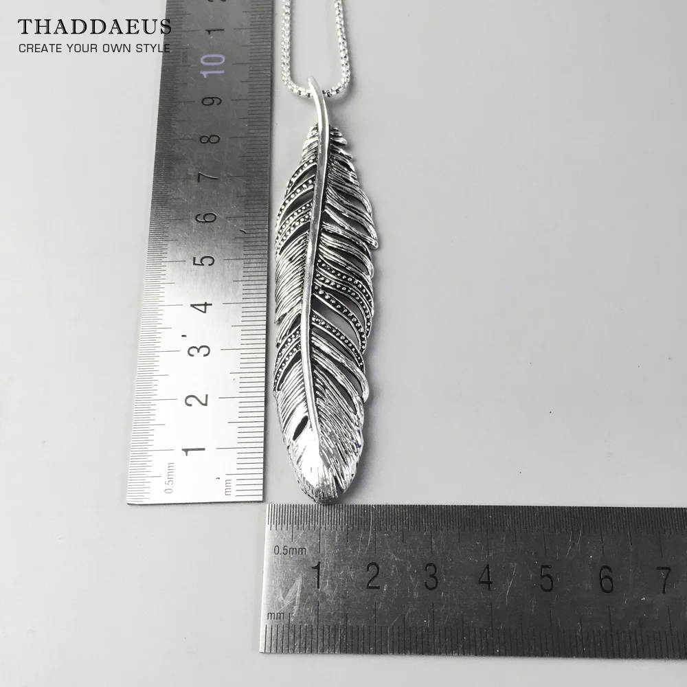 Черное ожерелье с перьями, новинка, Ts 925 пробы, Серебряное модное ювелирное изделие в стиле Томаса, Rebel Cross Bijoux, подарок для мужчин и женщин