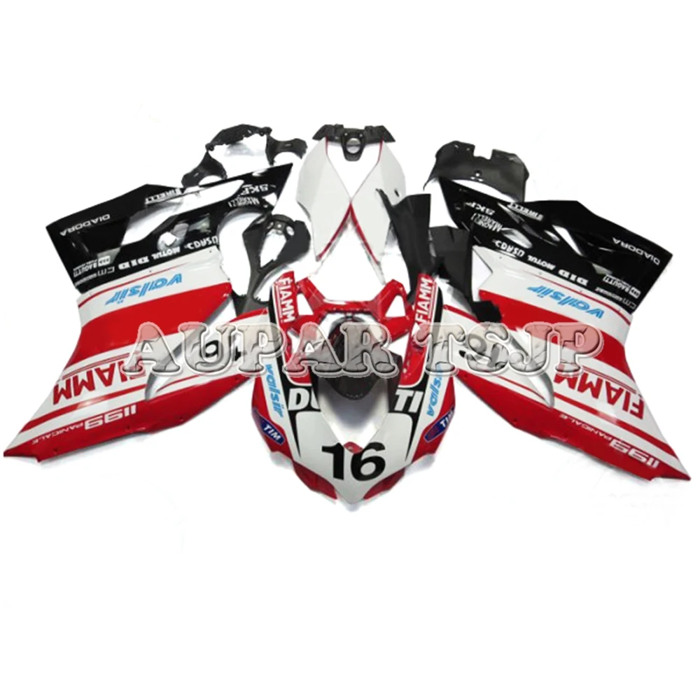 

FIAMM White Red with Black Lower Bike Main Case Full Bodywork kit For Ducati 2012 2013 899 1199 12 13 Injection Plastic Bodywork
