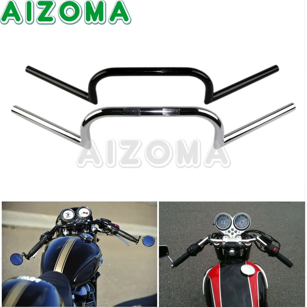 

Black/Chrome Motorcycle 22/25mm Handlebars 1''/ 7/8 Inch Normal Handle Bar Universal For Harley Cafe Racer Bobber Street Bike
