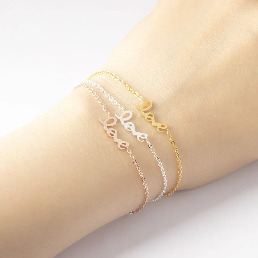 Женский браслет из нержавеющей стали с надписью Love|bracelets for|sister braceletslove charm bracelet |