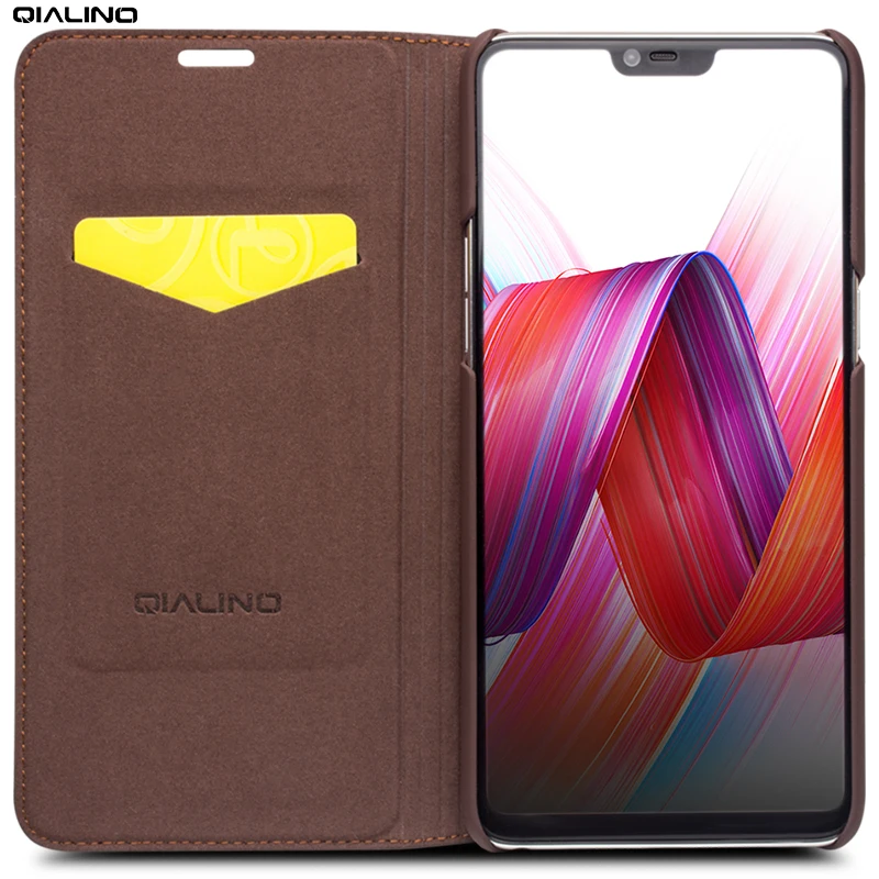 QIALINO, натуральная кожа, Ультратонкий чехол для телефона OPPO R15, роскошный, ручной работы, модный, с отделением для карт, откидной чехол для OPPO R15, 6,28 дюймов