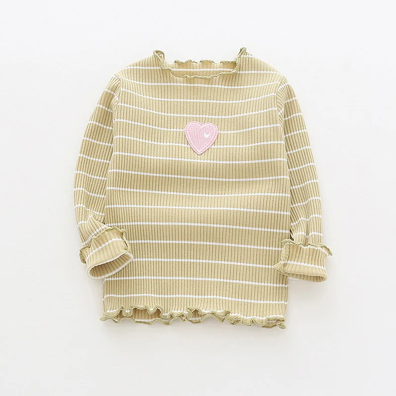 2018 осенние вязаные топы в полоску для маленьких девочек хлопковая футболка с