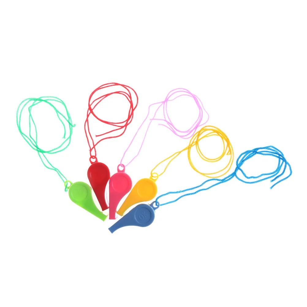 Lote de 5 unids/lote de repostaje de pl&aacute;stico para ni&ntilde;os, juguete con silbato de pl&aacute;stico para repostaje, con cord&oacute;n, Unisex-3