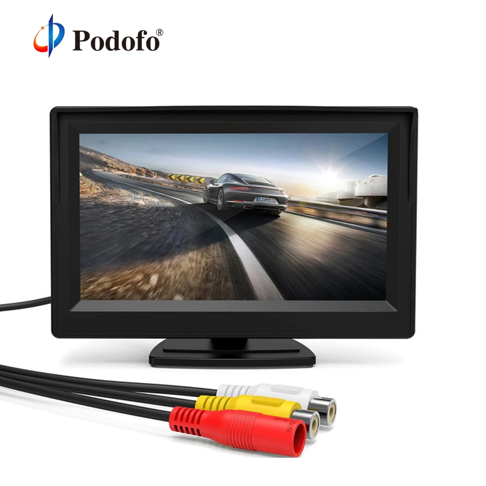 Podofo 5 ''монитор TFT lcd цветной экран 2 видео входа 2 кронштейна для заднего вида камера заднего вида DVD мини автомобильный ЖК-монитор
