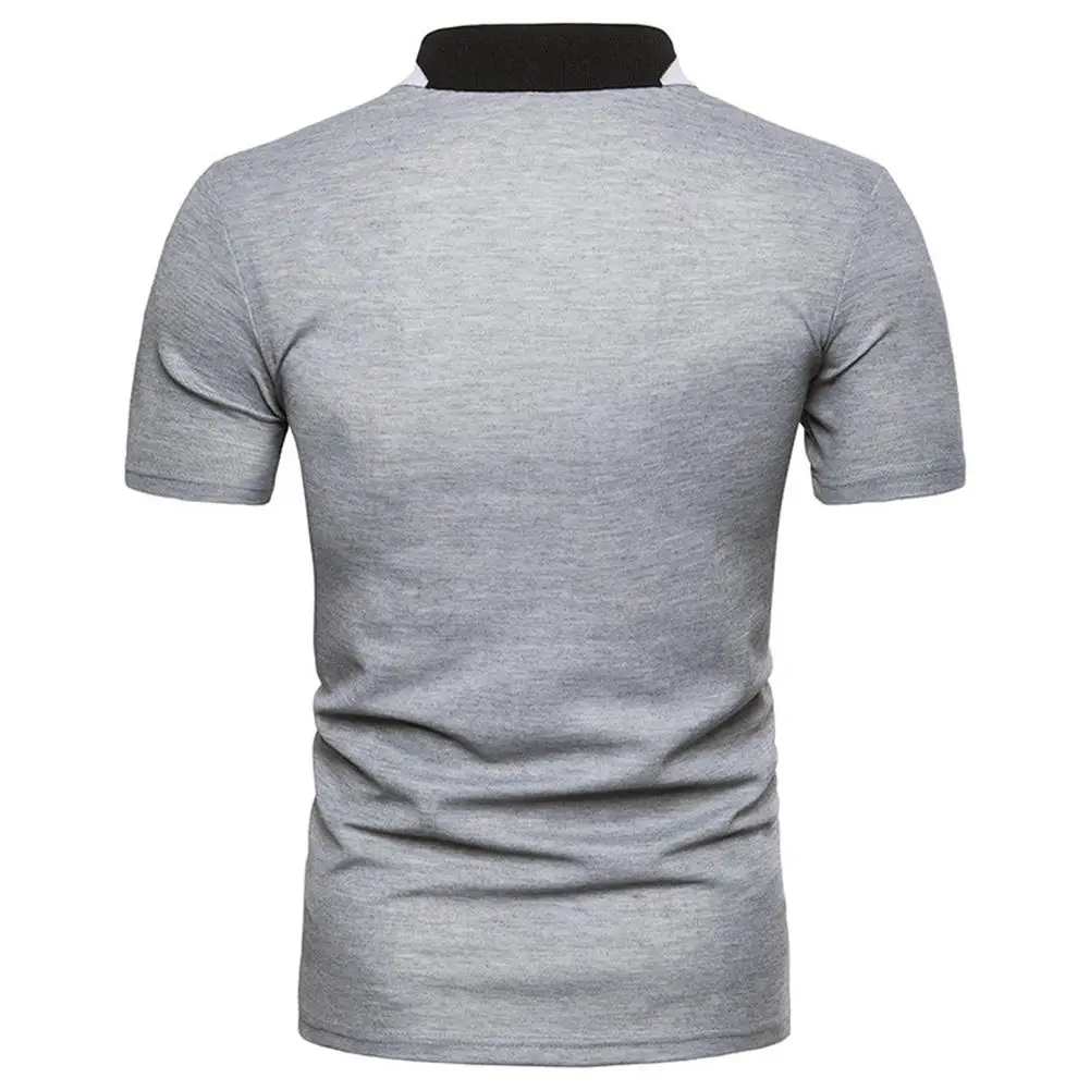 Men Short-sleeve TOPS with Color-matching Collar Summer Tops Young Man Fashion Plus SIze Solid White TOPs SAN0 | Мужская одежда
