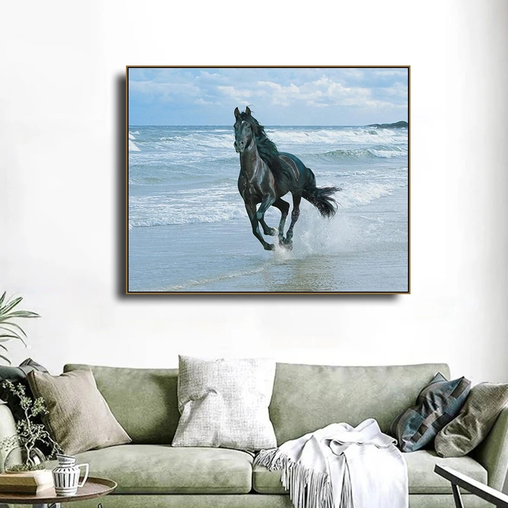 

Pentium Horse at Seaside Animals Canvas Painting Calligraphy Posters Prints For Living Room Bedroom Wall Pictures Home Art Decor