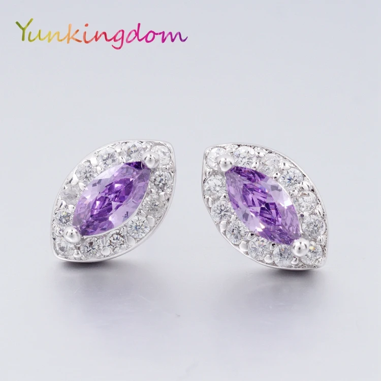 Yunkingdom брендовые серьги гвоздики с белым фианитом женские модные ювелирные