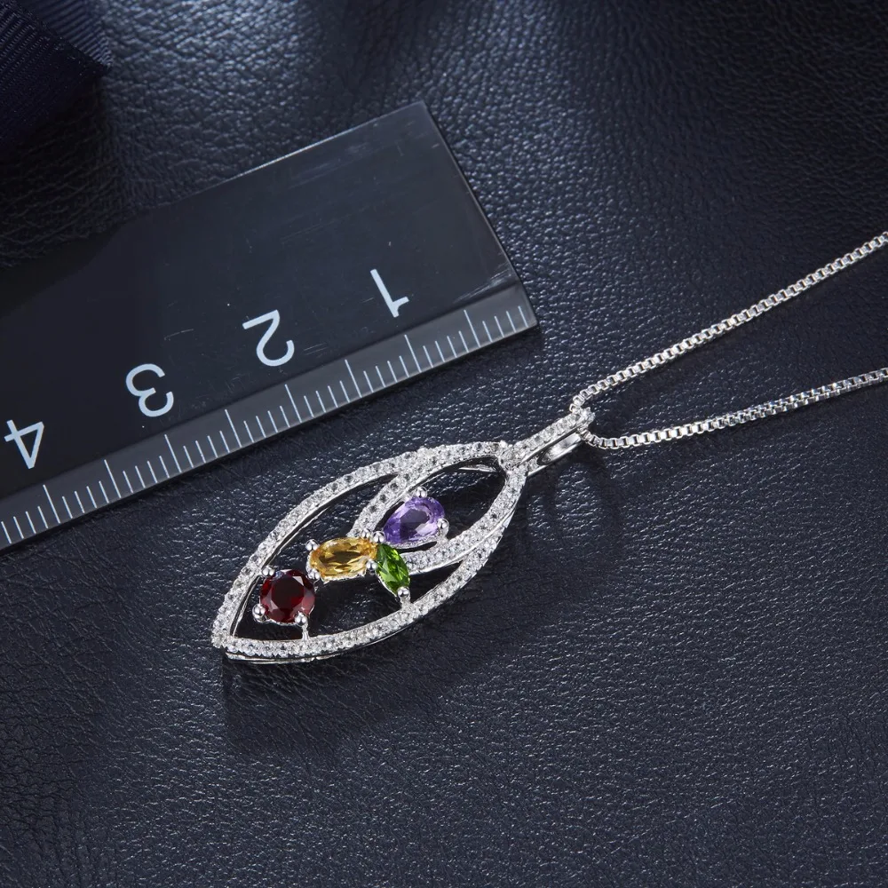 Hutang Природные Multi Драгоценных Камней Диопсид Хром и Цитрин Твердые 925 Серебряный