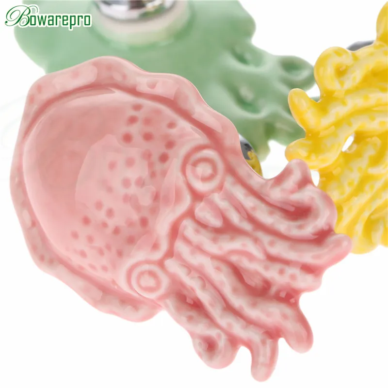 Новейшая креативная керамическая дверная ручка Осьминог с морским животным для