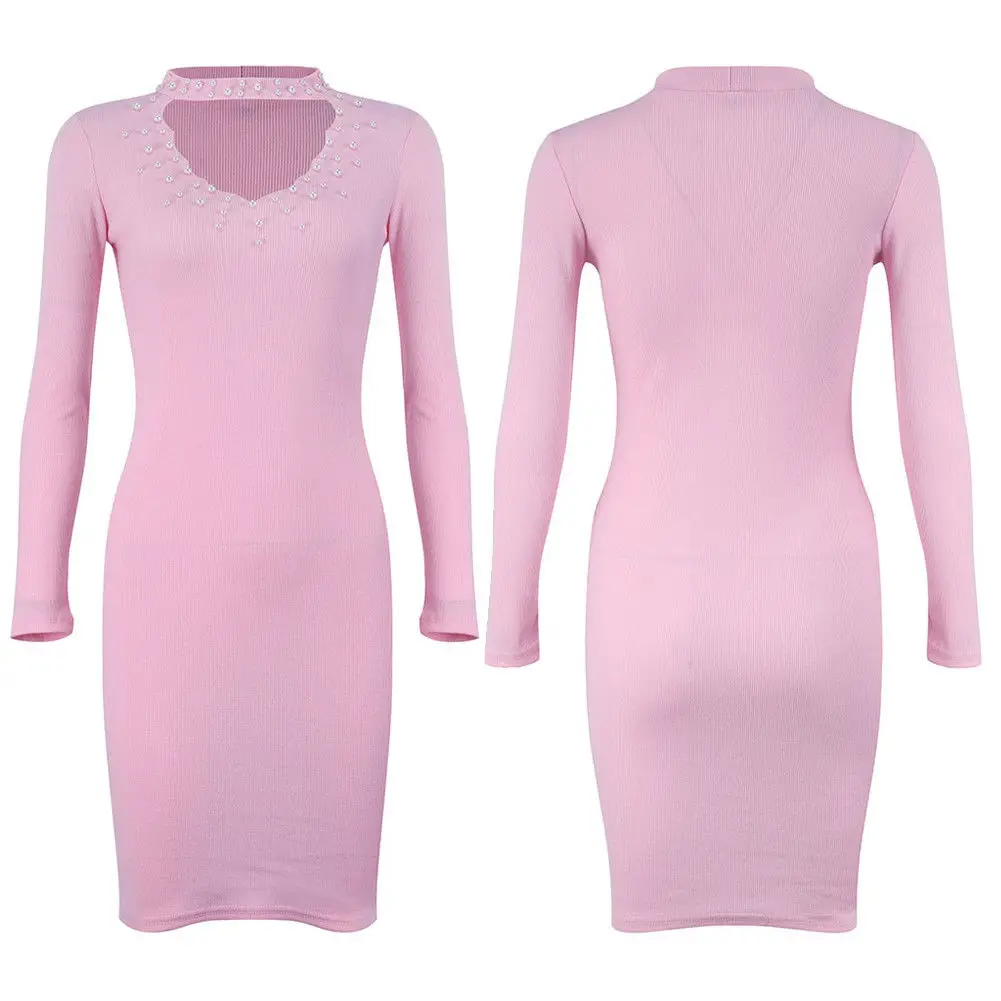 Женская юбка карандаш с бусинами Повседневная однотонная облегающая V образным