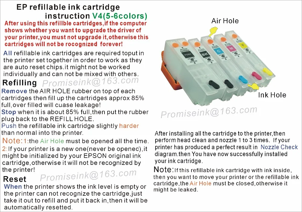 Набор чернильных картриджей CEYE для EPSON XP55 XP750 XP760 XP850 XP950 XP860 XP960 UK Europe Model 24/24XL V1 |