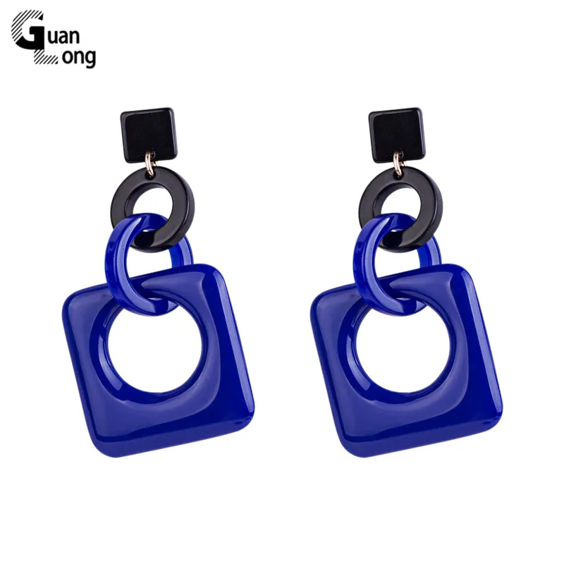 

Guanlong Vintage New Fashion Drop Resin Big Earrings for Women Dangle Long Round Geometric Acrylic Metal Earring Wedding Jewelry