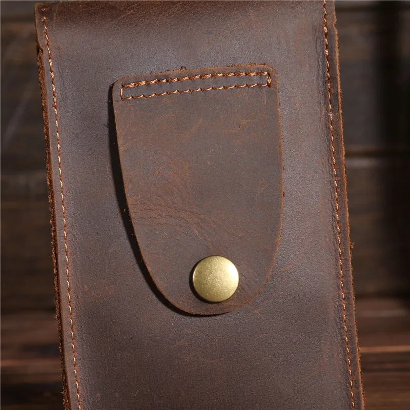 Винтажная поясная сумка B2096 для мужчин из натуральной воловьей кожи в стиле ретро