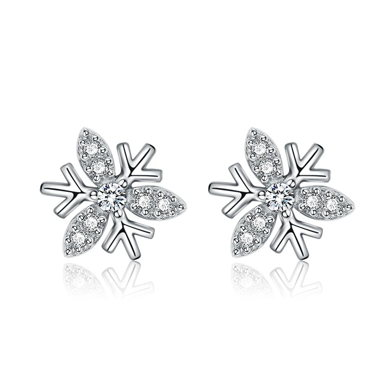 Hot Fashion Earrings Girls Earring Bijoux Splinter Stud For Women Wedding Jewelry Snowflake CZ Wholesale New 2018 | Украшения и