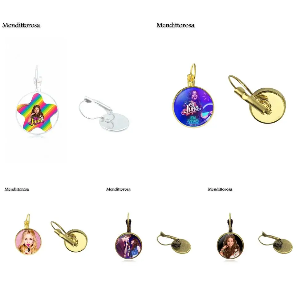 Стеклянный кабошон Mendittorosa бронзовый/Серебряный/Золотой зажим серьги-подвески с